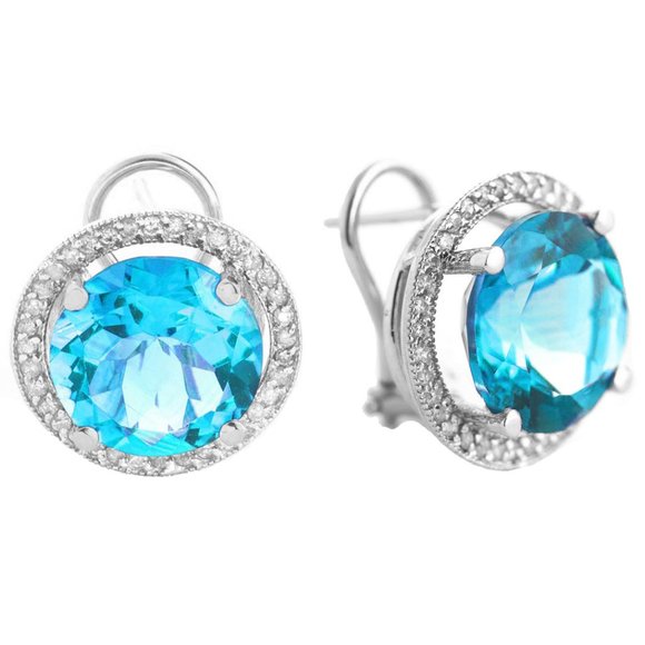 Galaxy Gold Products Jewelry - 14k Gold Earrings with Diamonds and Blue Topazes